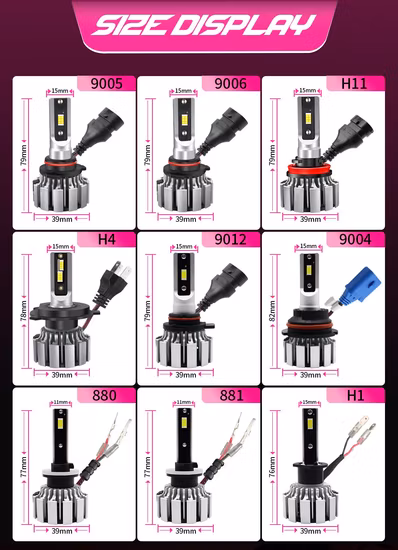 High Power 100W 20000lm Auto Light Csp H4 9005 9006 LED Light Car LED Headlight
