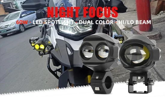 Accesorios del sistema de iluminación de la motocicleta Luz LED auxiliar Proyector de 3 pulgadas Foglamp Luz alta y baja Mini luz de conducción de doble color